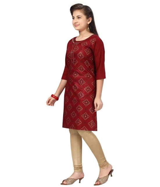 Aarika Girls Cotton Kurti ( Pack of 1 , Maroon ) - None