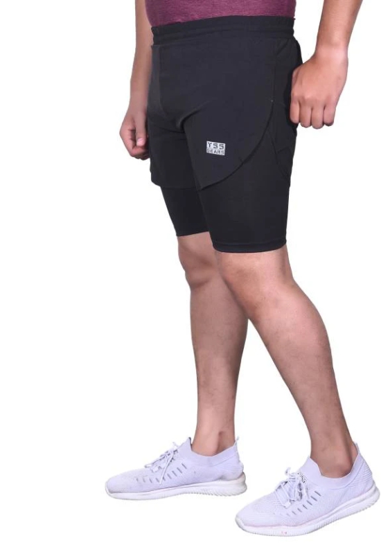 Solid Men Black Sports Shorts