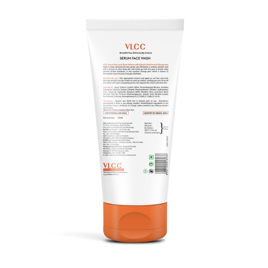 VLCC Serum Facewash - 100 ml | with Salicylic Acid Serum & Orange Peel for Deep Pore Clean | Dermatologically Tested