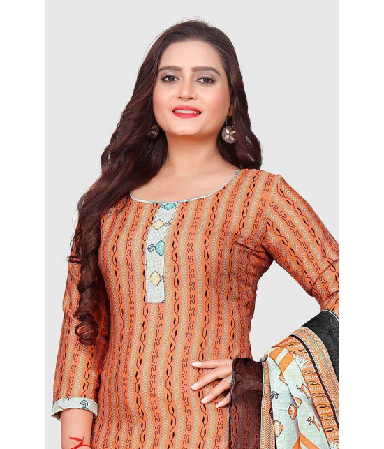 Rajnandini - Unstitched Orange Cotton Blend Dress Material ( Pack of 1 ) - Orange