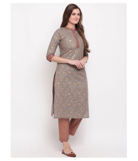 Vbuyz Grey Cotton Straight Kurti - XXL