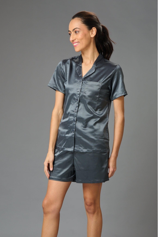 Satin Gray Co-ord Set for Women XXL