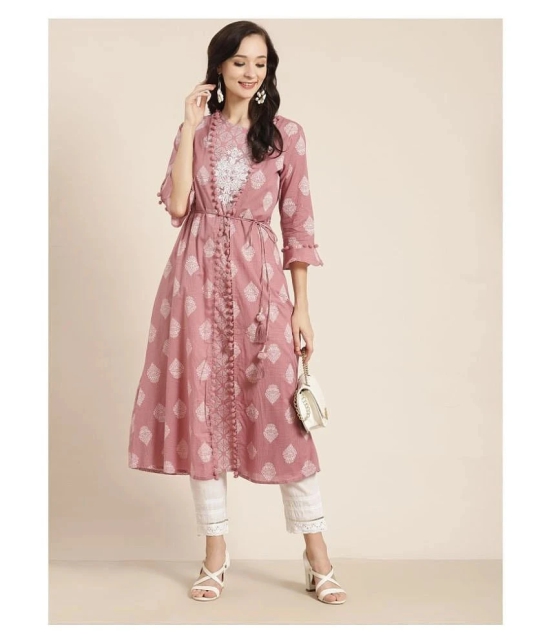 Juniper - Pink Cotton Womens Jacket Style Kurti ( Pack of 1 ) - XS