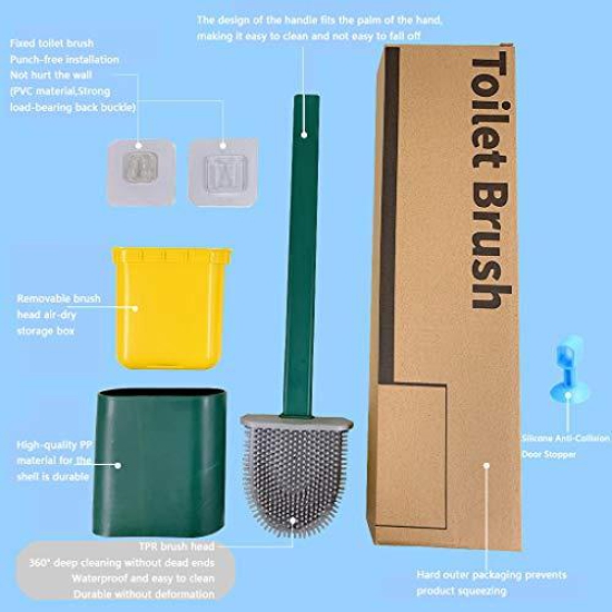 Ia Wow Store Silicone Toilet Brush with Holder Stand for Bathroom Cleaning