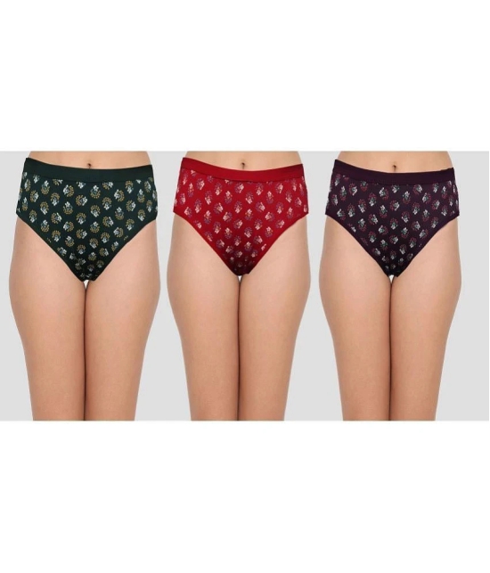 Elina - Multicolor Cotton Printed Womens Hipster ( Pack of 3 ) - None