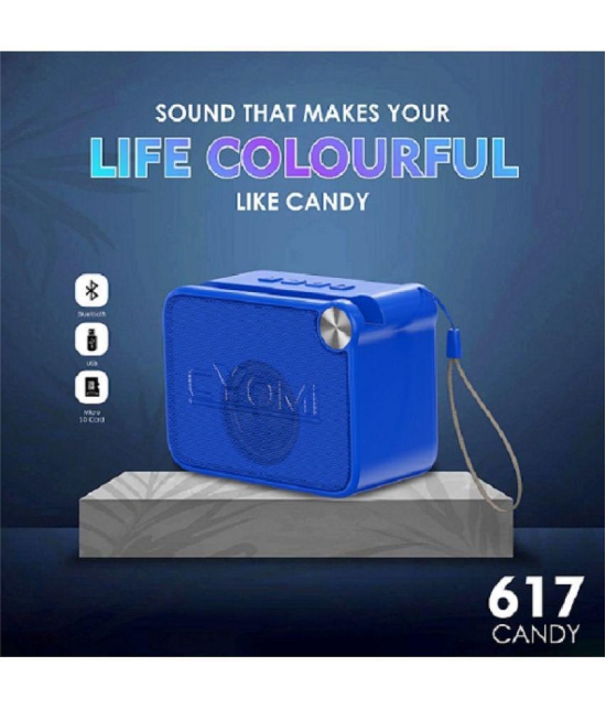 CYOMI CY_617Candy_Blue 5 W Bluetooth Speaker Bluetooth V 5.1 with SD card Slot,USB Playback Time 6 hrs Blue - Blue