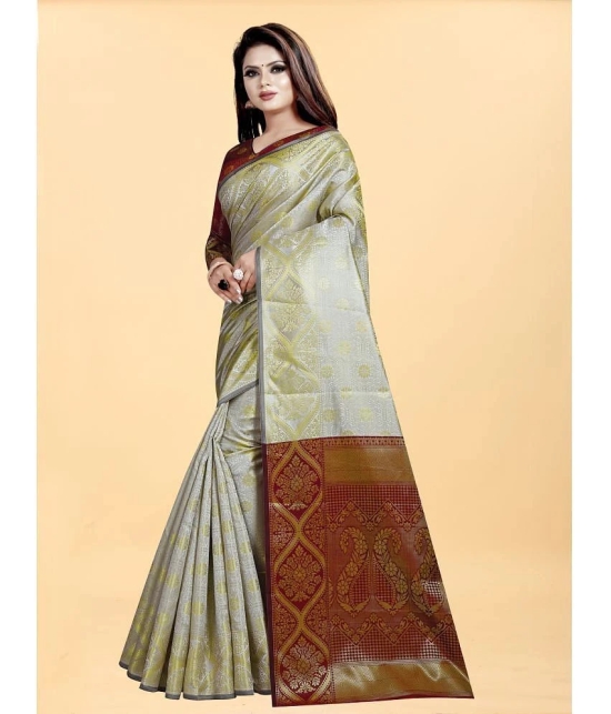 Gazal Fashions - Cream Banarasi Silk Saree With Blouse Piece ( Pack of 1 ) - Cream