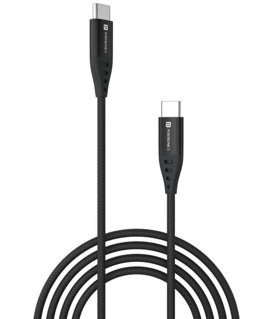 Portronics - Black 3A Type C Cable 1 Meter - Black