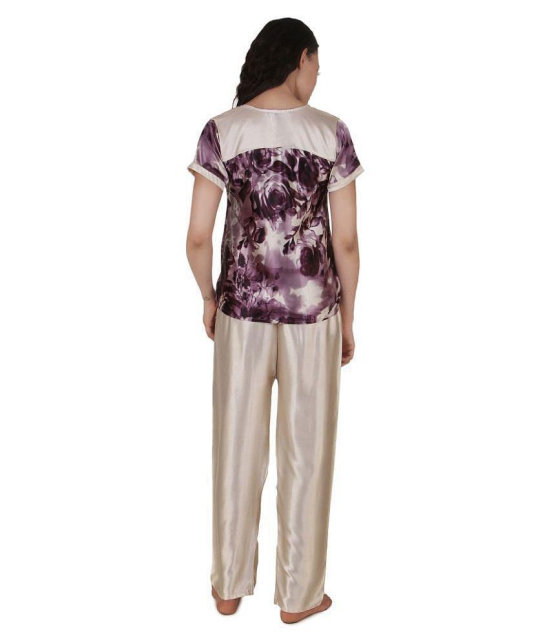 Fasense Satin Nightsuit Sets - Purple - L