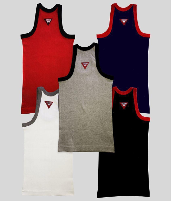 HAP KINGS BOYS Grey, Blue, Red, Black & White RIB VEST Pack of 5 - None