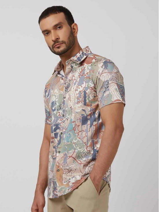 Pink Digital Print Slim Fit Casual Shirt