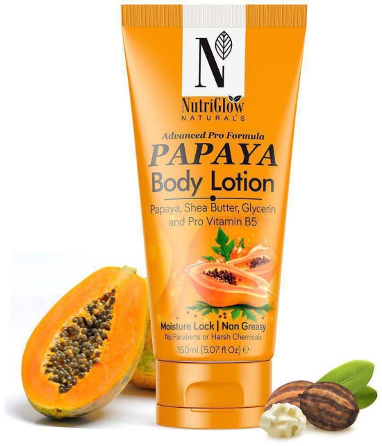 NutriGlow NATURAL'S Advanced Pro Formula Papaya Body Lotion for Daily Use, Hydration, Moisture Lock Shea Butter, 150ml