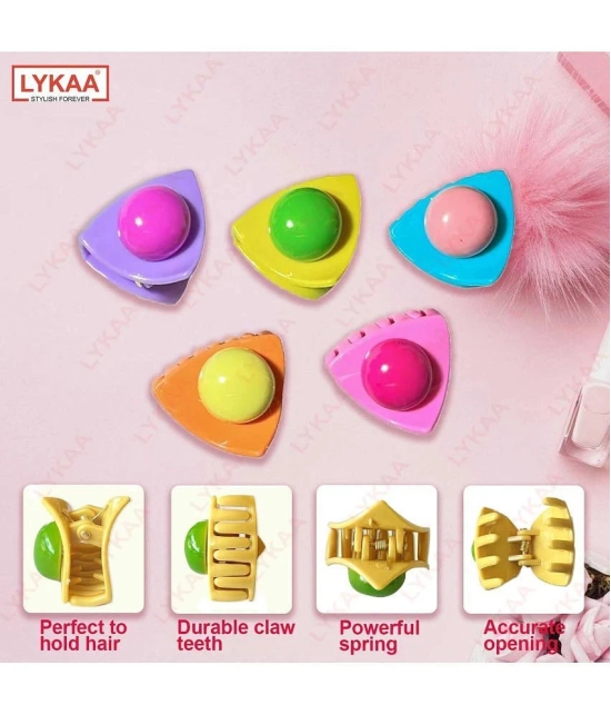 LYKAA Stylish Premium Matte Plastic Hair Clutcher/Claw Clip, Hair For Women & Girls Multicolor- 5Pcs - Multi