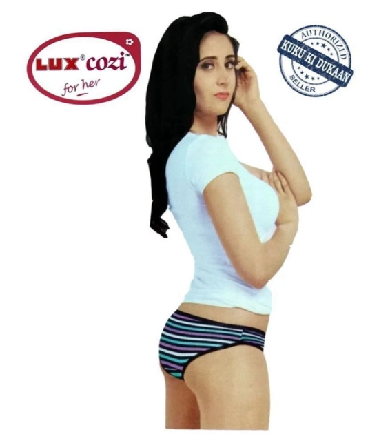 Lux Cozi for Her - Multicolor Cotton Striped Womens Bikini ( Pack of 4 ) - M