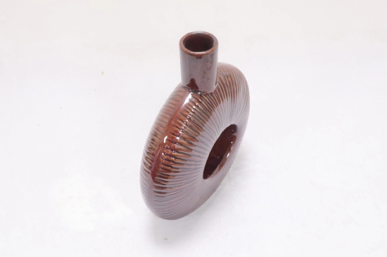 Khurja Pottery Flower Vase Bangle Shape Brown Colour Size 8 Inches