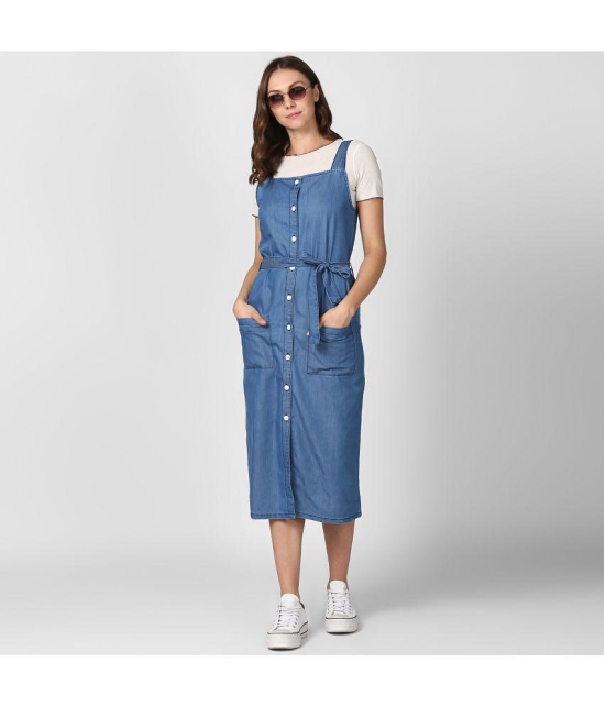 StyleStone Denim Blue Fit And Flare Dress - Single - None