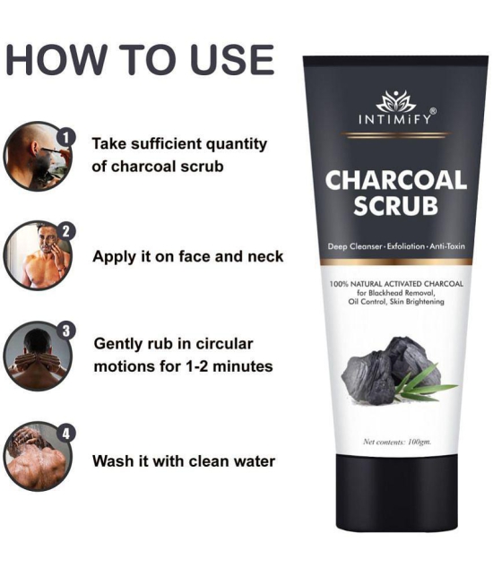 Intimify Charcoal Scrub, for face scrub, blackhead scrub, black head remover, 100 gm