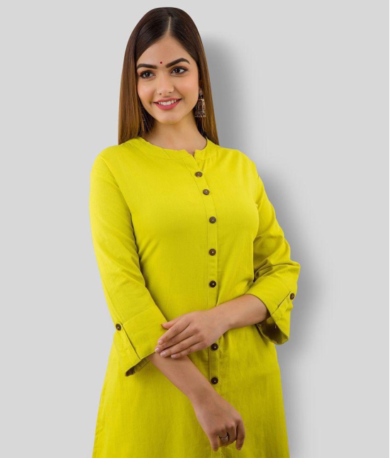 Doriya - Yellow Cotton Blend Women''s Front Slit Kurti - 3XL