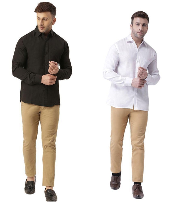 KLOSET By RIAG 100% Cotton Regular Fit Solids Full Sleeves Men's Casual Shirt - Off White ( Pack of 2 ) - None