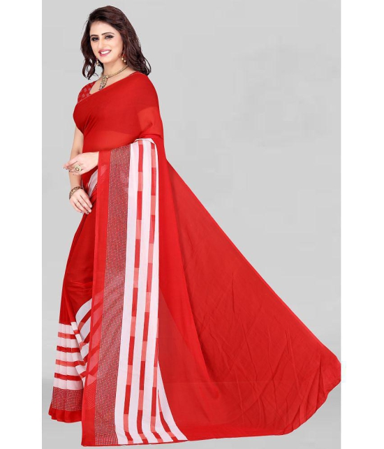 LEELAVATI - Red Georgette Saree With Blouse Piece ( Pack of 1 ) - Red