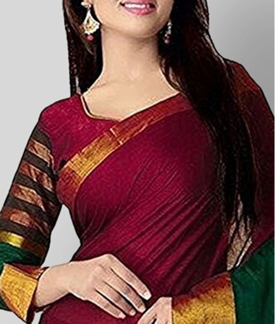 Bhuwal Fashion - Multicolor Cotton Blend Saree With Blouse Piece ( Pack of 1 ) - Multicolour