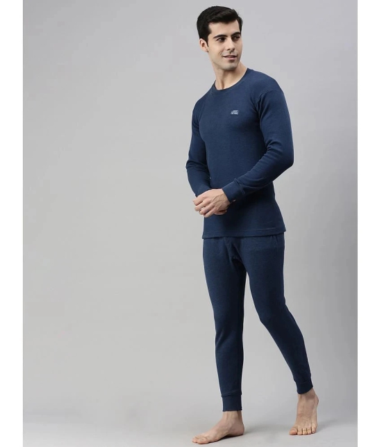 Pack of 2 Lux Cottswool - Blue Cotton Blend Mens Thermal Tops - None