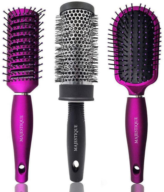 Majestique 3Pcs Hair Brush Set Detangle Brush, Round Hair Brush For Blow Drying & Vent Blow Brush