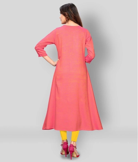 Vbuyz - Pink Rayon Womens A-line Kurti ( Pack of 1 ) - XXL