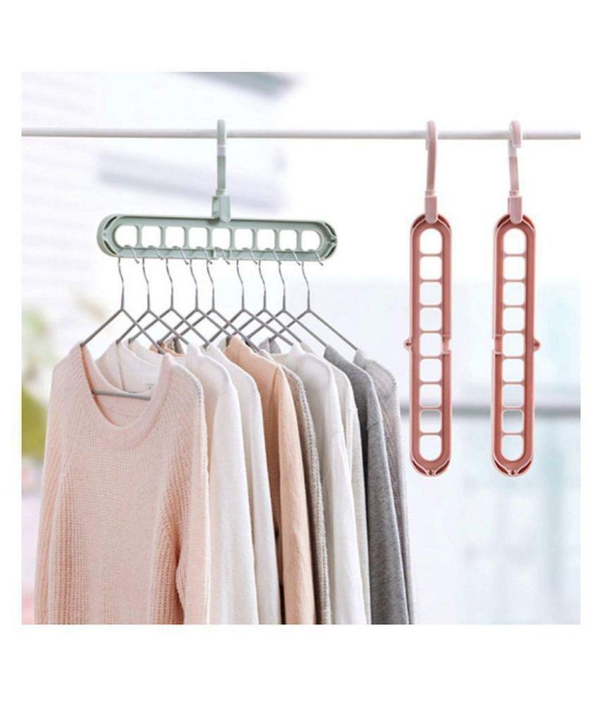 Everbuy (Set OF 2) 360 Degree Swivel Hook -9-Holes Design Space Saver Anti-Skid Plastic Hangers for Clothes Wardrobe