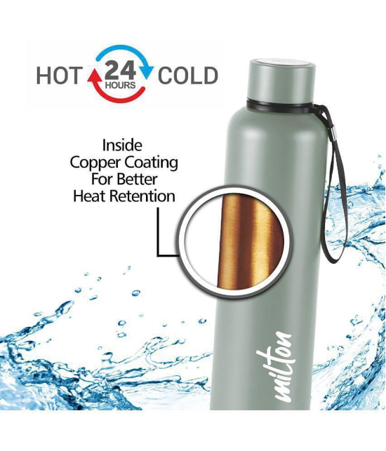 Milton Aura 1000 Thermosteel Bottle, 1.05 Litre, Grey | 24 Hours Hot and Cold | Easy to Carry | Rust & Leak Proof | Tea | Coffee | Office| Gym | Home | Kitchen | Hiking | Trekking | Travel B