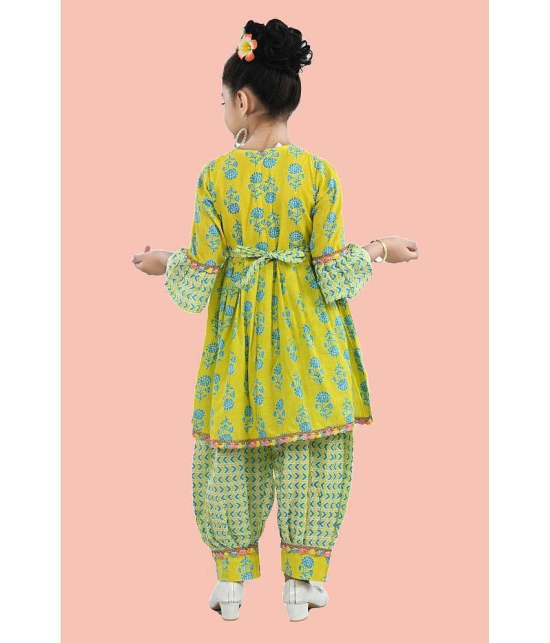 Arshia Fashions Green Cotton Blend Girls Patiala Kurta Set ( Pack of 1 ) - None