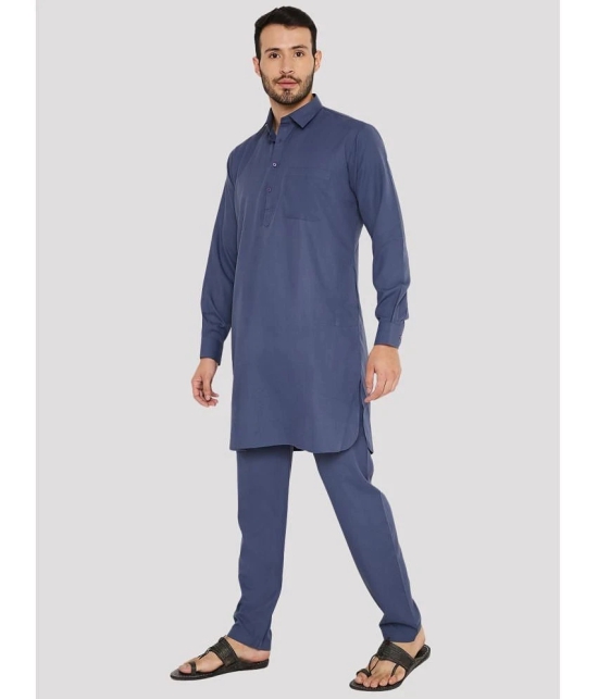 Maharaja - Blue Blended Fabric Regular Fit Mens Pathani Suit ( Pack of 1 ) - None