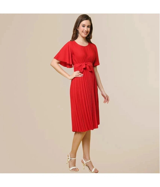 Fabflee - Red Polyester Womens Fit & Flare Dress ( Pack of 1 ) - None