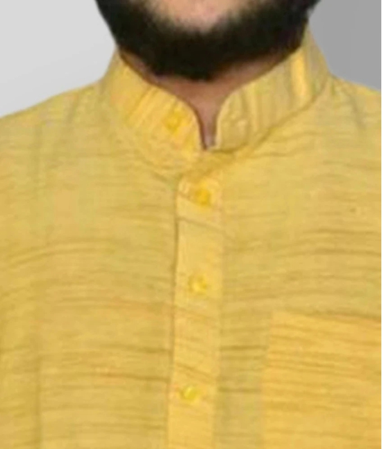 DESHBANDHU DBK - Yellow Cotton Blend Mens Regular Kurta ( Pack of 1 ) - None