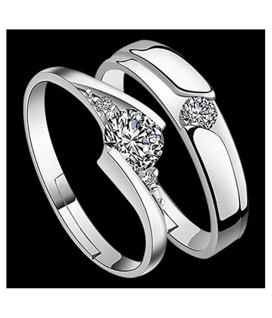 SILVERSHINE silverplated Gorgeous Diamond His and Her Adjustable Proposal Diamond Couple Ring for Men and Women Jewellery - None