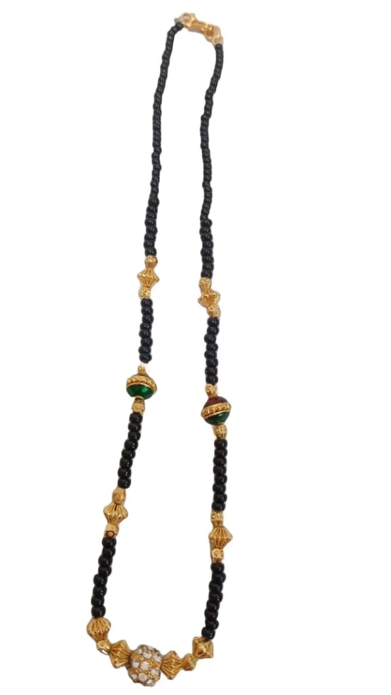 Black Beads Traditional Indian Mangalsutra Gold Plated Necklace for Women