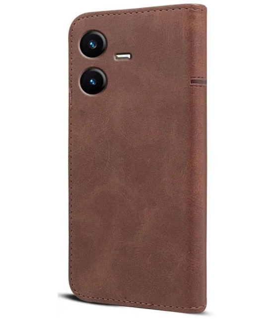 NBOX Brown Flip Cover Artificial Leather Compatible For Samsung Galaxy A05 ( Pack of 1 ) - Brown