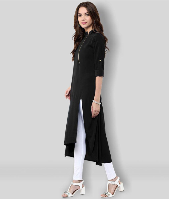 Janasya - Black Crepe Womens Front Slit Kurti ( Pack of 1 ) - XS