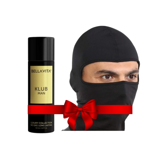 KLUB Man Deo Parfum - 150ml - No Gas Deo Parfum for Men + Windproof Balaclava Ski Mask for Men & Women - Cold Weather Face Gear for Motorcycle Riding & Winter Sports