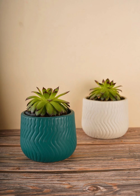 Essential Planter - White & teal