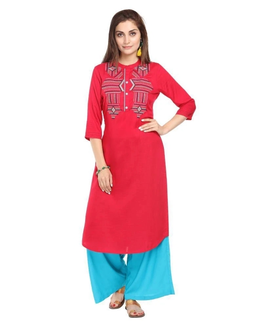 Alena - Pink Rayon Womens Straight Kurti - L