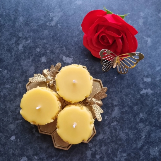 Set of 3 | Pure Beeswax Votive Candles | 1.6oz-Yellow