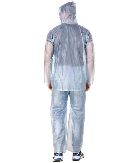 PENYAN PVC Transparent Sky Blue Rain Suit For Man With Cap - Freesize