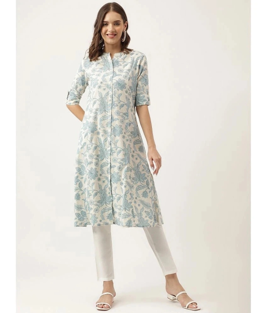 Divena - Blue Cotton Womens Front Slit Kurti ( Pack of 1 ) - None