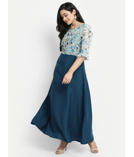 JASH CREATION - Blue Georgette Womens Anarkali Kurti ( Pack of 1 ) - None