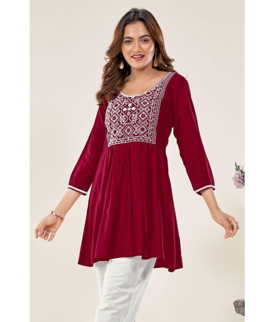 Glomee - Maroon Viscose Women's Tunic ( Pack of 1 ) - None