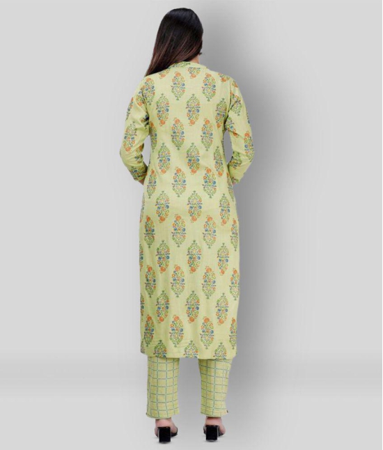 HIGHLIGHT FASHION EXPORT - Lime Green Straight Rayon Womens Stitched Salwar Suit ( Pack of 1 ) - L