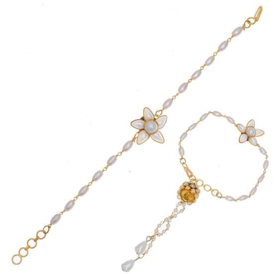 Abhaah Rakhi for Brother and Bhabhi Lumba Floral Rakhi Kundan Bracelet Rakhi for Bhaiya Bhabhi Raksha bandhan Couple Pearl mangalsutra Rakhi Set of 2