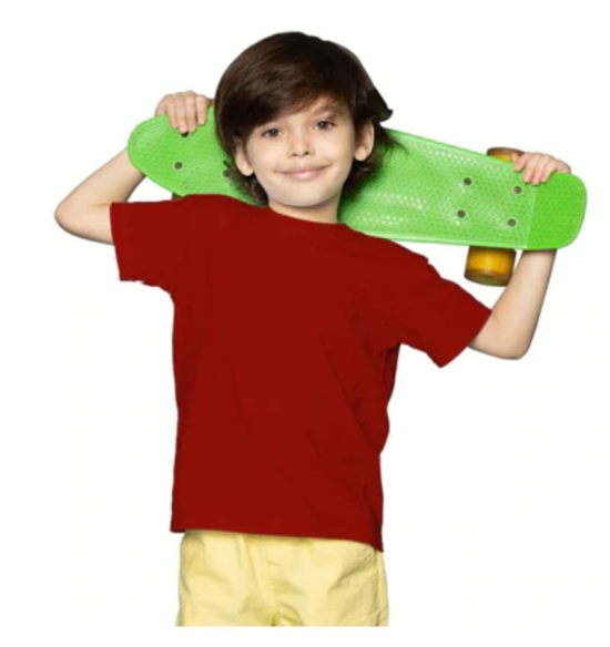 Boys Cotton Plain Half Sleeve TShirt (Maroon) PID41462