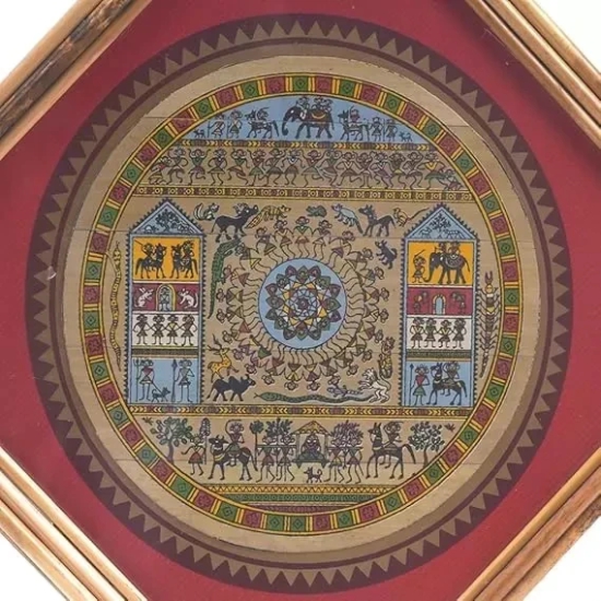 Tisser Handpainted pattachitra Frame Bamboo/Palm Leaf